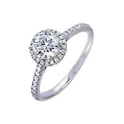 2,00 ct. Anello di fidanzamento con diamante Halo in oro bianco con accenti sul gambo