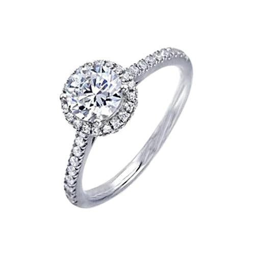2,00 ct. Anello di fidanzamento con diamante Halo in oro bianco con accenti sul gambo - harrychadent.it