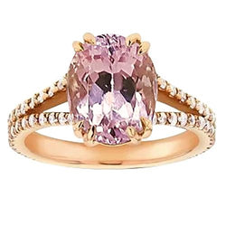 21 carati taglio ovale rosa kunzite con diamante anniversario anello