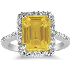 22 carati citrino giallo e anello nuziale di diamanti gioielli in oro bianco