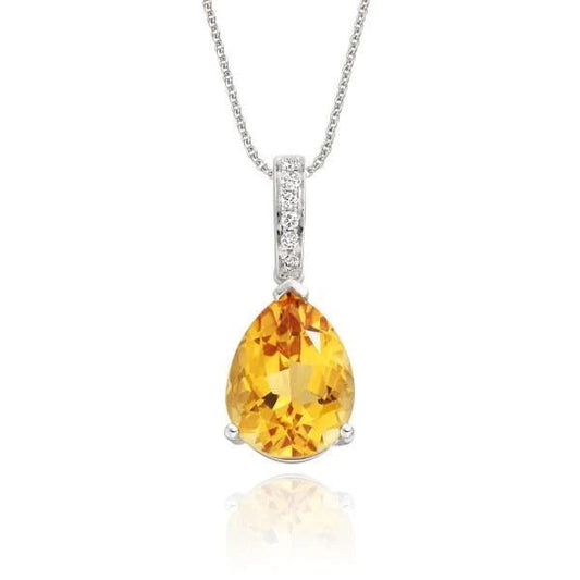22.75 carati con pendente in oro bianco citrino con diamanti incastonati 14K - harrychadent.it