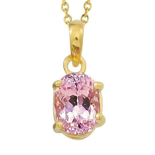 23 carati rosa taglio ovale Kunzite solitario collana pendente in oro giallo - harrychadent.it