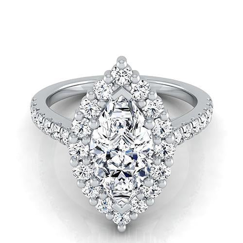 2,50 carati Marquise & Round Halo Diamond e gioielli ad anello in oro bianco 14 carati - harrychadent.it