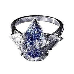 2,70 ct. Anello Anniversario con Diamanti Blu e Bianchi Oro Tre Pietre