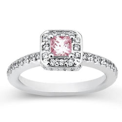 2,75 carati Princess Pink Sapphire Halo Ring Oro bianco 14K Gemstone