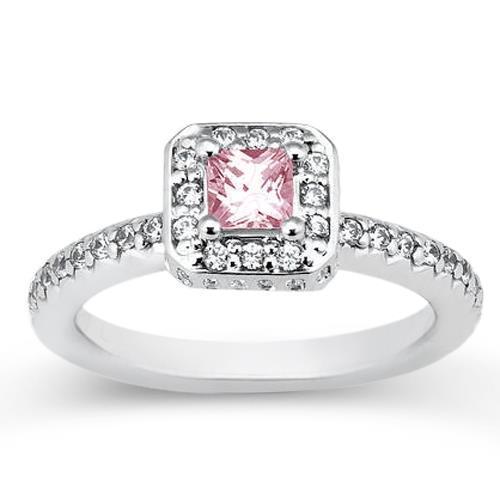 2,75 carati Princess Pink Sapphire Halo Ring Oro bianco 14K Gemstone - harrychadent.it