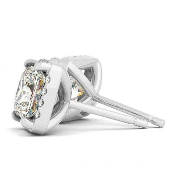 2.50 carati Princess Center Diamond Studs Orecchini Halo in oro bianco 14K - harrychadent.it