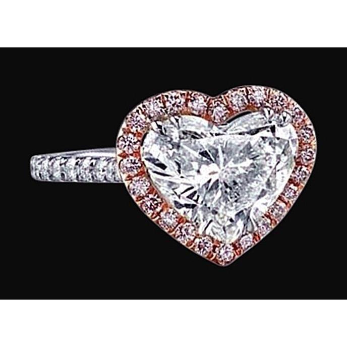 2.50 carati cuore centro diamante anello Halo bicolore oro 14 carati gioielli - harrychadent.it