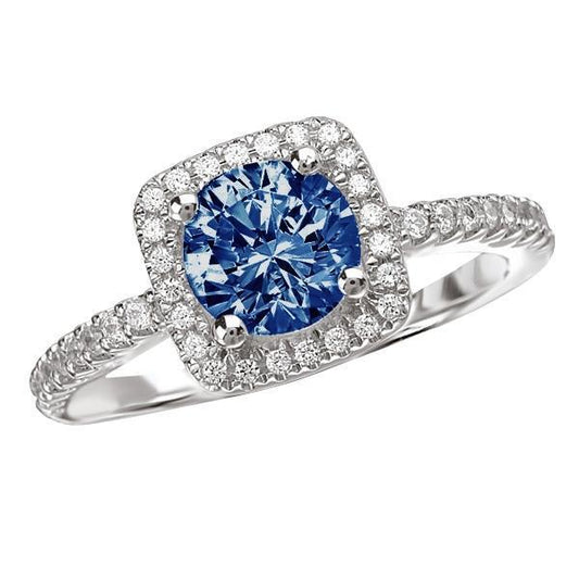 2.51 carati. Anello rotondo con gemme auree blu e bianche Oro bianco 14K - harrychadent.it