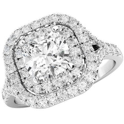 2.70 carati Halo Diamond Fine Ring Gambo diviso in oro bianco 14K