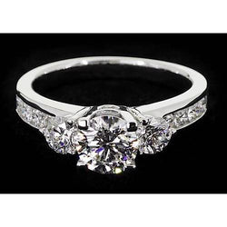 2.75 carati con tre anelli in pietra con set di gioielli con diamanti rotondi