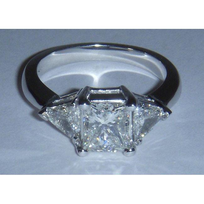 2.75 carati. 3 Stone Princess e Trilliant Cut Diamond Anello di fidanzamento - harrychadent.it