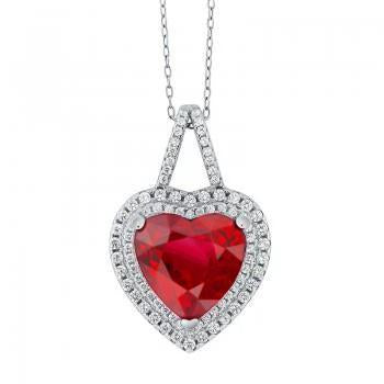 2.85 carati rubino rosso taglio cuore con ciondolo diamante gioielli in oro - harrychadent.it