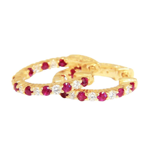 3 Carati Taglio rotondo Rubino Orecchini di Diamanti circolari Oro Giallo 14K - harrychadent.it