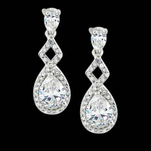 3 Ct. Orecchini pendenti stile lampadario con diamanti a pera Oro bianco 14K - harrychadent.it