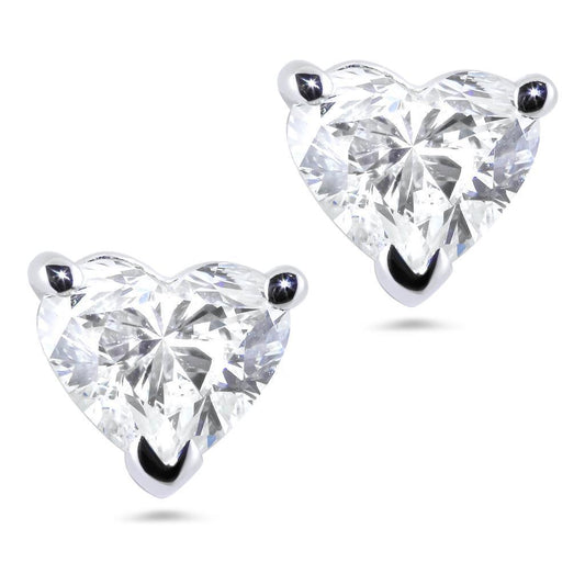 3 Ct. Orecchino a bottone con diamante taglio cuore incastonato in oro bianco - harrychadent.it