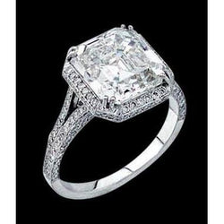3 Ct. Solitario con anello di diamanti radianti con accenti di gioielli da donna