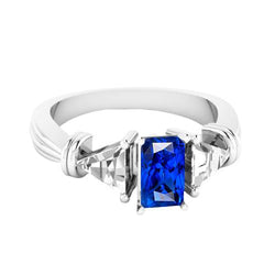 3 Stone Trilliant Diamond Ring 1.50 Carati Radiante Oro Zaffiro 14K