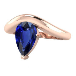3 carati Solitaire Pear Ceylon Zaffiro Anello Gioielli da donna con pietre preziose
