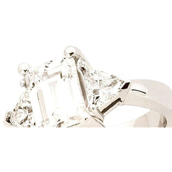3 carati smeraldo diamante anello di fidanzamento tre gioielli in pietra