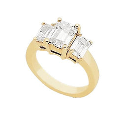3 carati smeraldo diamante tre pietre anello oro giallo 14K