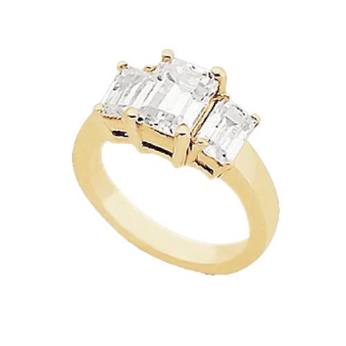 3 carati smeraldo diamante tre pietre anello oro giallo 14K - harrychadent.it