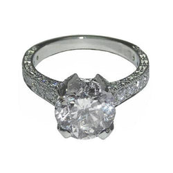 3 carati. Anello di fidanzamento con diamante taglio ideal platino brillante rotondo