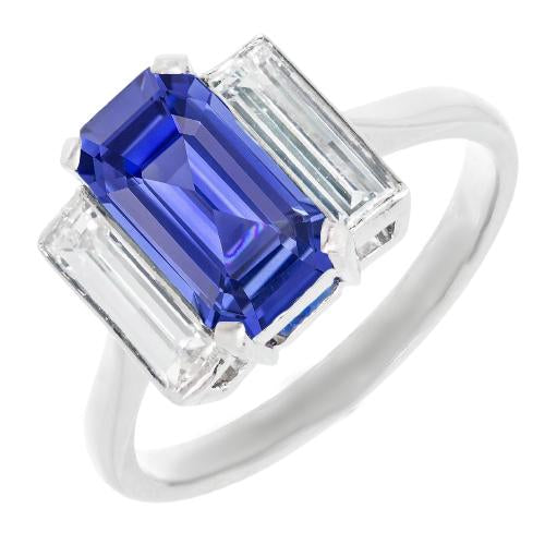 3 pietre baguette diamante blu zaffiro taglio smeraldo anello 3.50 carati - harrychadent.it