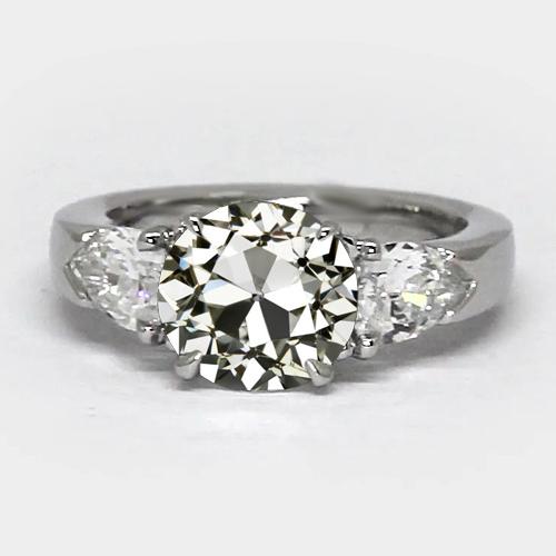 3 pietre pera e anello rotondo con diamanti taglio miniera vecchio set 3 carati - harrychadent.it
