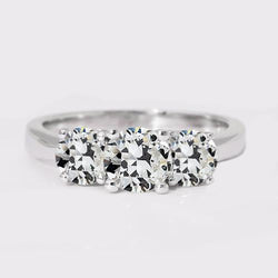 3 pietre rotonde anello di diamanti taglio vecchio miniera 3,50 carati gioielli in oro