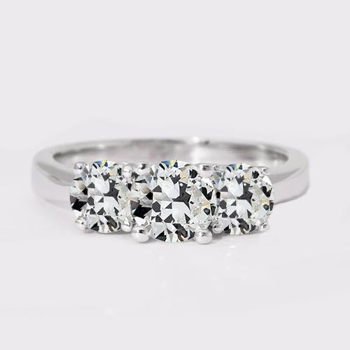 3 pietre rotonde anello di diamanti taglio vecchio miniera 3,50 carati gioielli in oro - harrychadent.it