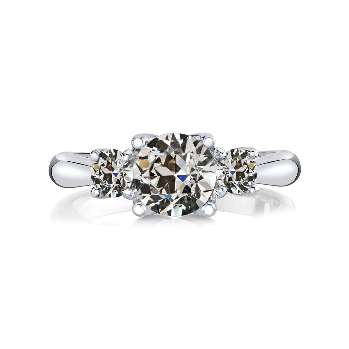 3 pietre rotonde anello di diamanti taglio vecchio miniera oro bianco 3,50 carati - harrychadent.it