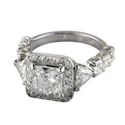 3 pietre stile principessa diamante anniversario anello oro bianco 3.66 carati