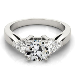 3 trilioni di pietre e anello rotondo con diamanti a taglio antico, gioielli in oro 3 carati