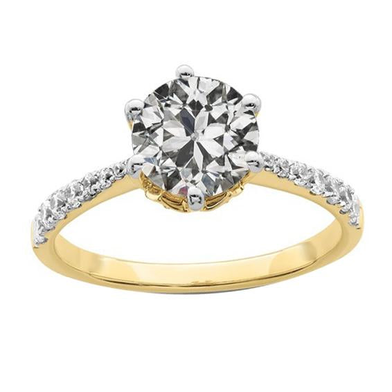 3,25 carati anello nuziale rotondo vecchio minatore diamante gioielli bicolore - harrychadent.it