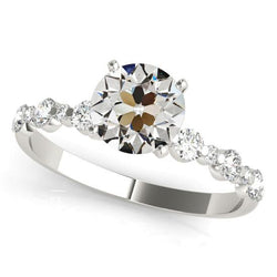 3,25 carati rotondo vecchio minatore diamante anello gioielli in oro bianco da donna