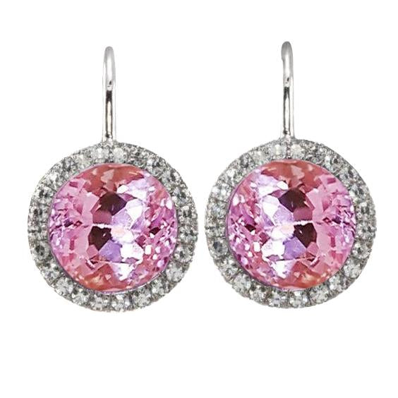 33 carati rosa rotondo taglio kunzite diamante orecchino gioielli in oro 14K - harrychadent.it