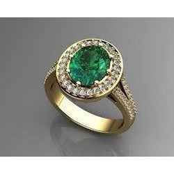 3,5 ct di smeraldo verde taglio ovale con anello di diamanti aureola