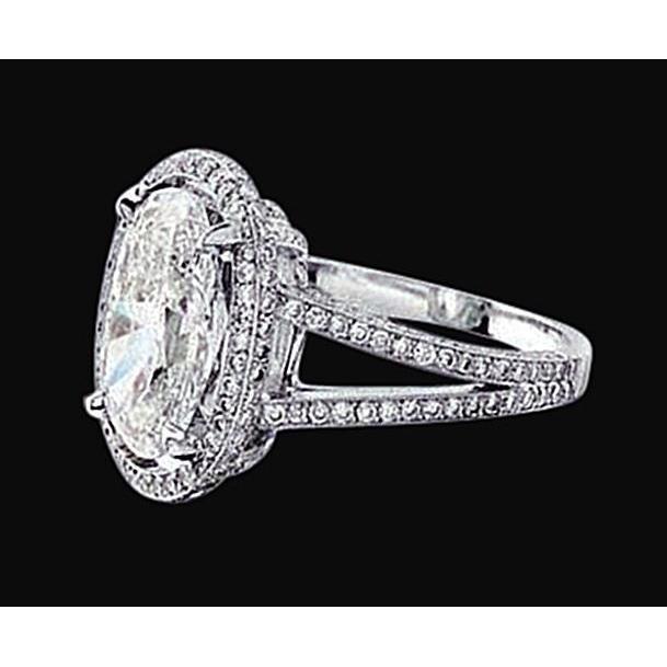 3.49 carati. Anello di fidanzamento ovale a 2 file con diamante reale - harrychadent.it