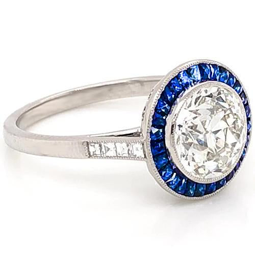 3.50 carati. zaffiro blu. anello di diamanti. vecchio minatore. oro bianco 14k - harrychadent.it