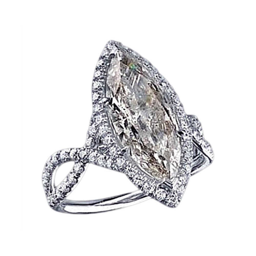 3.91 carati Marquise Diamond Pave Fancy Solitaire Ring con accenti - harrychadent.it