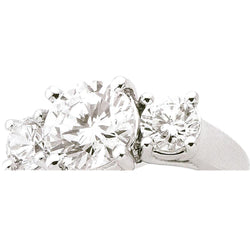 4 Carati 3 Diamanti Pietra Anello di Fidanzamento Oro Bianco 14k Nuovo