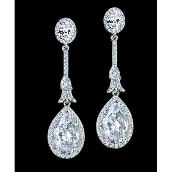 4 ct. Orecchini con lampadario pendenti con diamanti, paio di orecchini in oro bianco - harrychadent.it