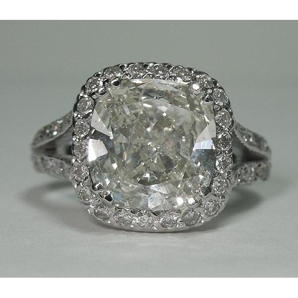 4 carati cuscino centro diamante anello Halo gioielli in oro bianco - harrychadent.it
