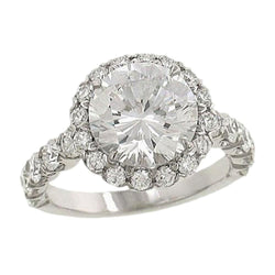 4 carati diamante Halo anello pavimenta gioielli fidanzamento oro bianco