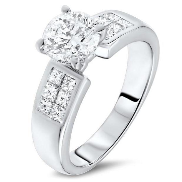 4 carati principessa e anello di diamanti taglio rotondo con accenti - harrychadent.it