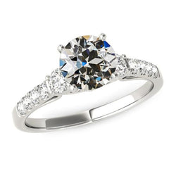 4 carati rotondo vecchio miniera taglio diamante anello gioielli da donna in oro