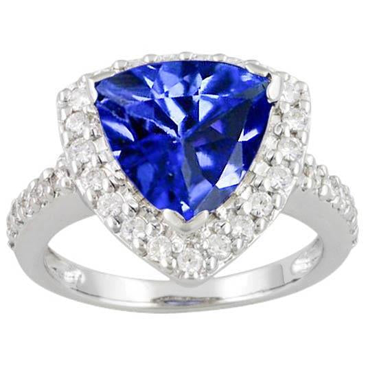 4,45 ct. Trilioni di anelli di diamanti con zaffiro dello Sri Lanka e accenti solitari - harrychadent.it