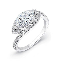 4,50 carati Marquise Halo e anello anniversario rotondo con diamanti da donna