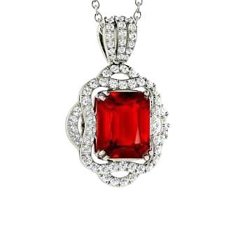 4,80 carati rosso rubino con diamanti collana pendente oro bianco 14k - harrychadent.it
